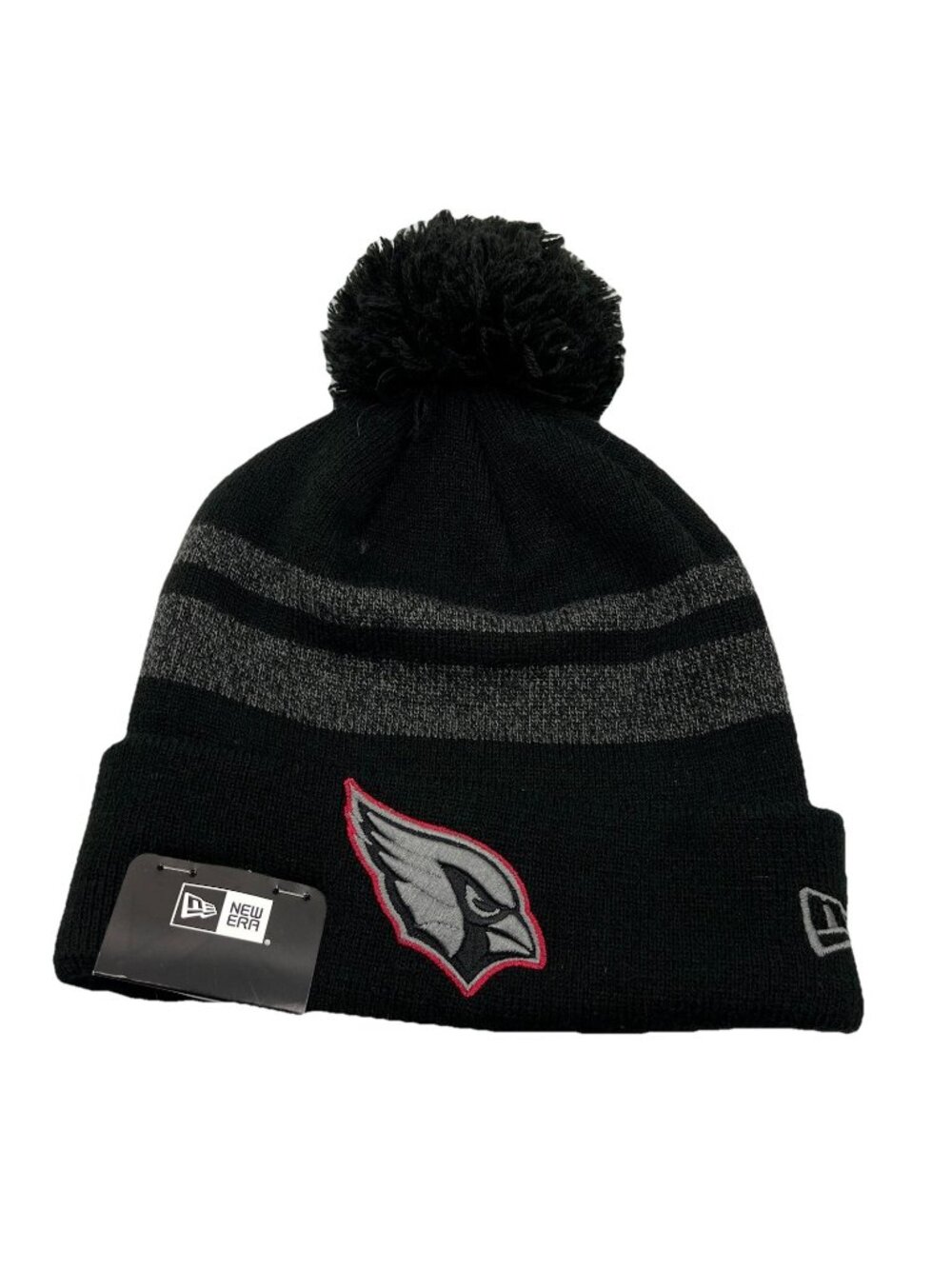 Arizona Cardinals New Era Sideline Sport Knit Pom Cuff Beanie Hat Cap Black NWT